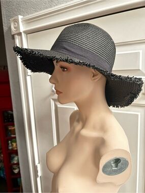 Primark Black Frayed-Edge Wide Brim Sun Hat-One Size